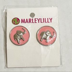 Marleylilly Pink and Silver Elephant Earrings